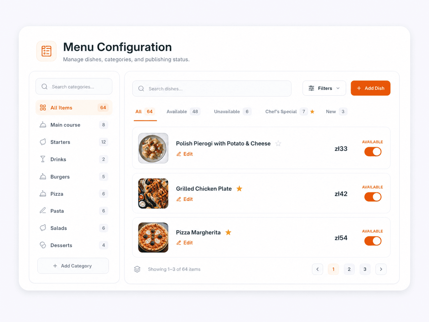 Build your menu interface