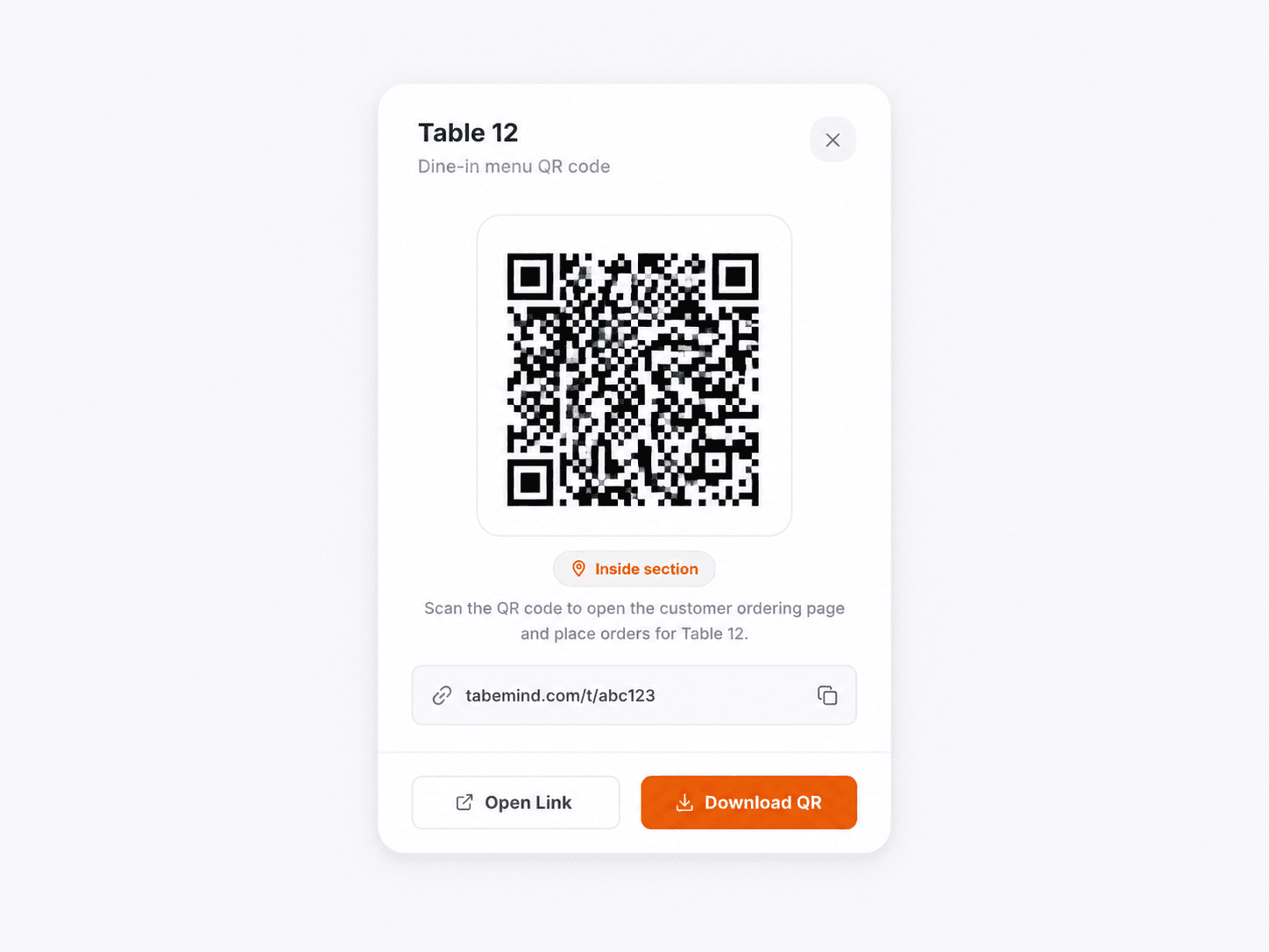Generate QR codes interface